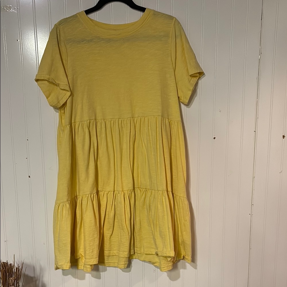 Yellow Tiered T-Shirt Dress
